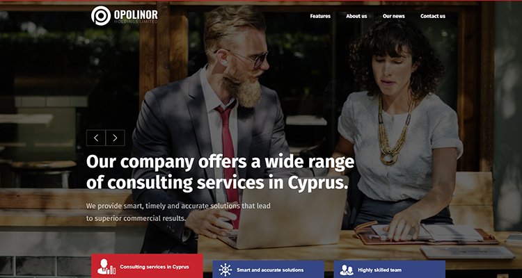 Вёрстка лендинга Opolinor